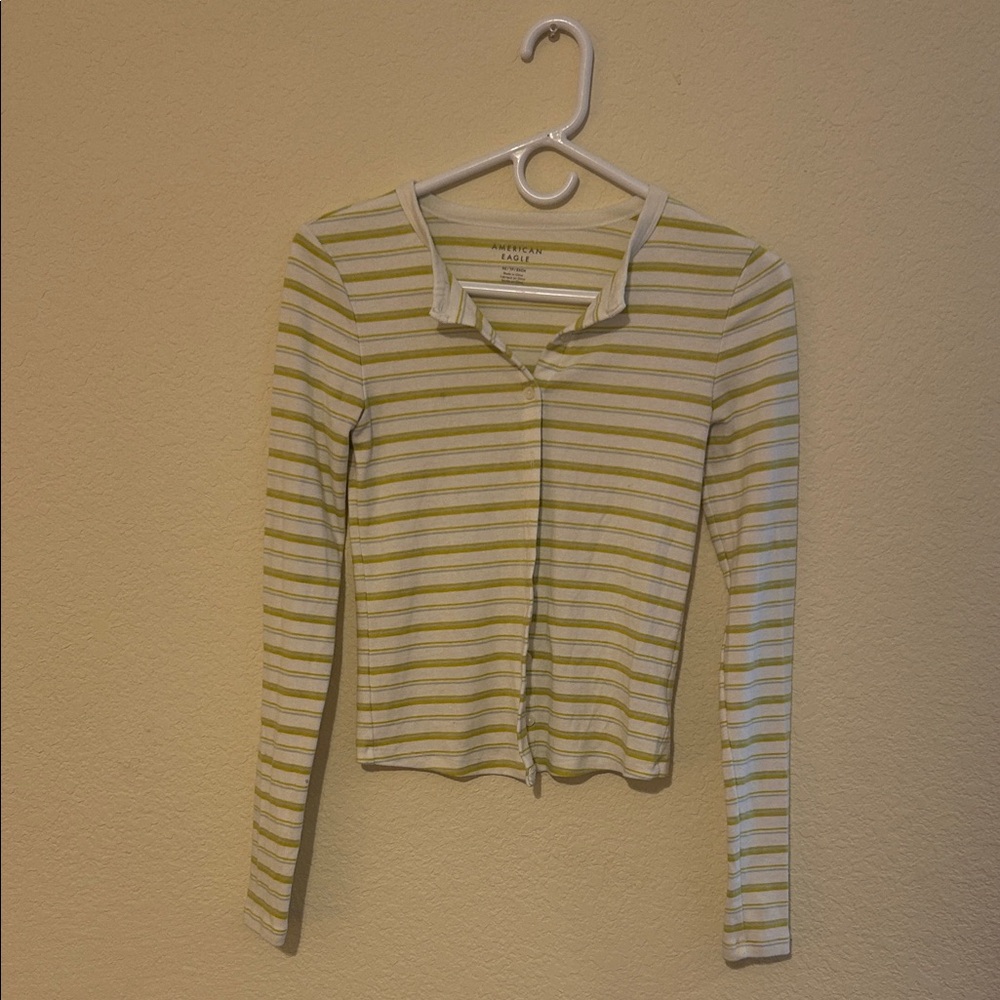 Striped button tops